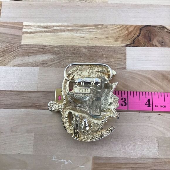 Vintage Saddle Buckle Belt Rodeo SW Gold Equestrian Horses - Picture 13 of 16